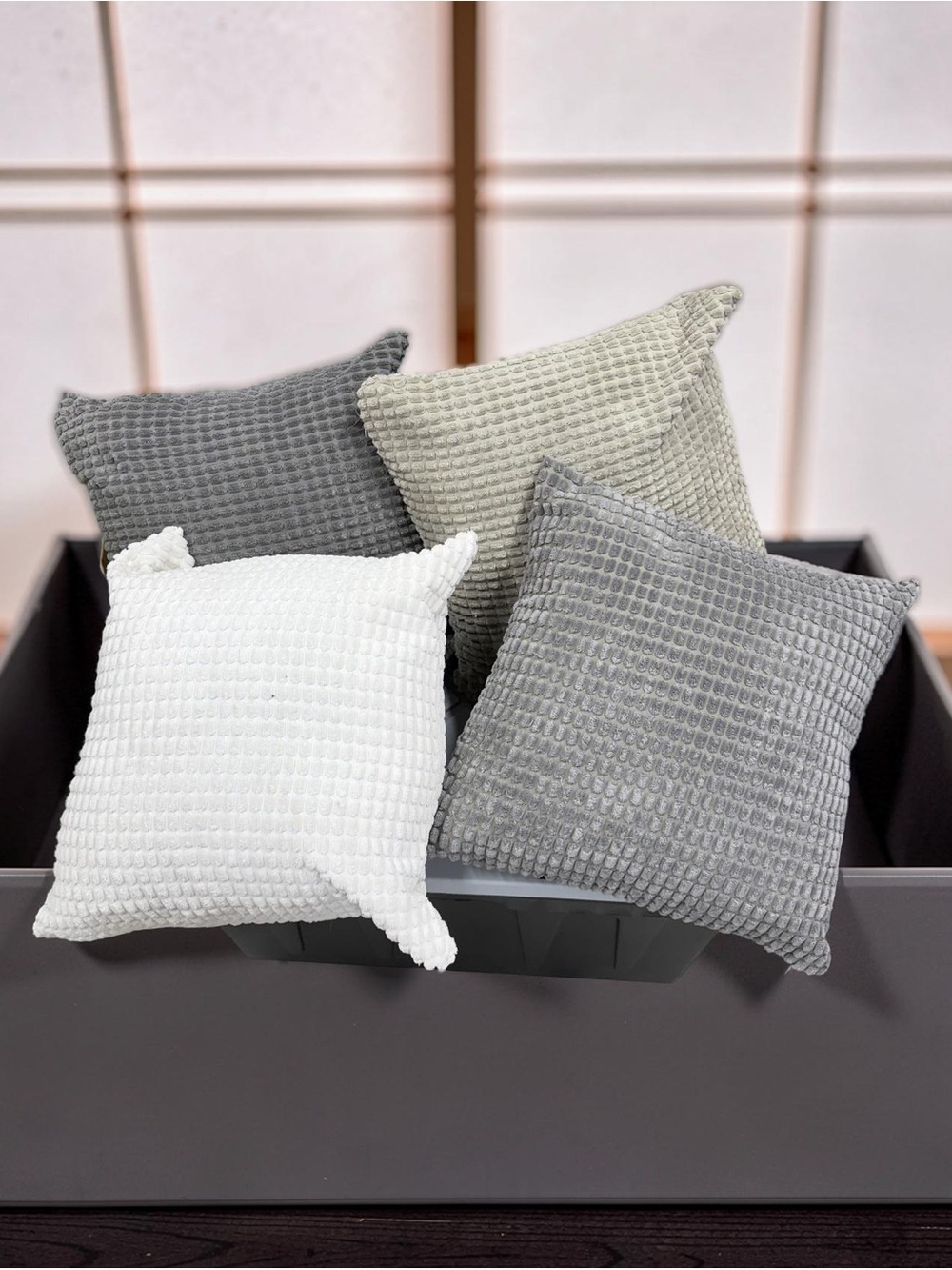 Waffle Texture Accent Pillow - White, Light Gray, Dark Gray